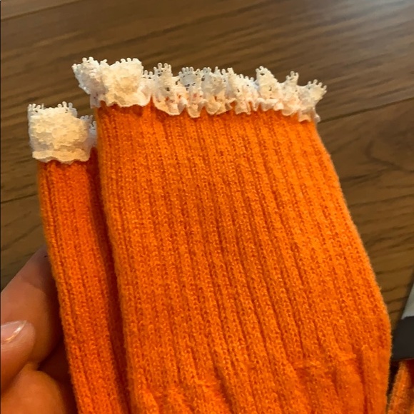 Orange knee high lace trim socks - Picture 3 of 5